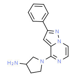ChemSpider 2D Image | 1-(2-Phenylpyrazolo[1,5-a]pyrazin-4-yl)-3-pyrrolidinamine | C16H17N5