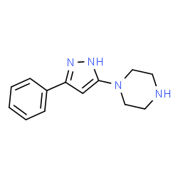 ChemSpider 2D Image | 1-(3-Phenyl-1H-pyrazol-5-yl)piperazine | C13H16N4