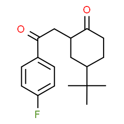 ChemSpider 2D Image | 2-[2-(4-Fluorophenyl)-2-oxoethyl]-4-(2-methyl-2-propanyl)cyclohexanone | C18H23FO2