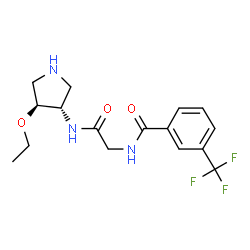 ChemSpider 2D Image | N-(2-{[(3S,4S)-4-Ethoxy-3-pyrrolidinyl]amino}-2-oxoethyl)-3-(trifluoromethyl)benzamide | C16H20F3N3O3