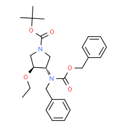 ChemSpider 2D Image | 2-Methyl-2-propanyl (3S,4S)-3-{benzyl[(benzyloxy)carbonyl]amino}-4-ethoxy-1-pyrrolidinecarboxylate | C26H34N2O5