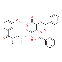 ChemSpider 2D Image | 2,3-Bis(benzoyloxy)succinic acid - (2S)-3-(dimethylamino)-1-(3-methoxyphenyl)-2-methyl-1-propanone (1:1) | C31H33NO10