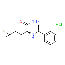 ChemSpider 2D Image | 5,5,5-Trifluoro-N~2~-[(1S)-1-phenylethyl]-L-norvalinamide hydrochloride (1:1) | C13H18ClF3N2O