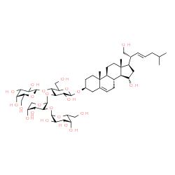 ChemSpider 2D Image | (3beta,15alpha,22E)-15,21-Dihydroxycholesta-5,22-dien-3-yl beta-D-galactopyranosyl-(1->4)-[(5xi)-beta-L-arabino-hexopyranosyl-(1->2)-beta-D-arabinopyranosyl-(1->3)]-(5xi)-beta-D-xylo-hexopyranoside | C50H82O22