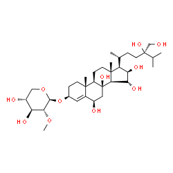 ChemSpider 2D Image | (3beta,6beta,15alpha,16beta)-6,8,15,16,24,28-Hexahydroxyergost-4-en-3-yl 2-O-methyl-beta-D-xylopyranoside | C34H58O11