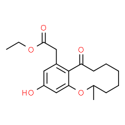 ChemSpider 2D Image | Ethyl (11-hydroxy-2-methyl-8-oxo-3,4,5,6,7,8-hexahydro-2H-1-benzoxecin-9-yl)acetate | C18H24O5