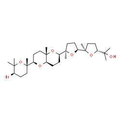 ChemSpider 2D Image | 2-[(2R,2'S,5R,5'R)-5'-{(2R,4aR,6R,8aS)-6-[(2S,5R)-5-Bromo-2,6,6-trimethyltetrahydro-2H-pyran-2-yl]-8a-methyloctahydropyrano[3,2-b]pyran-2-yl}-2,5'-dimethyloctahydro-2,2'-bifuran-5-yl]-2-propanol | C30H51BrO6