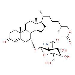 ChemSpider 2D Image | (7alpha,25R)-7-[(2-Acetamido-2-deoxy-beta-D-glucopyranosyl)oxy]-3-oxocholest-4-en-27-yl acetate | C37H59NO9