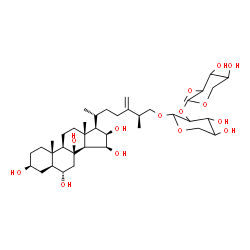 ChemSpider 2D Image | (3beta,5alpha,6alpha,15beta,16beta,25S)-3,6,8,15,16-Pentahydroxyergost-24(28)-en-26-yl 2-O-(2-O-methylpentopyranosyl)pentopyranoside | C39H66O14