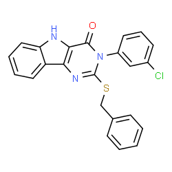 ChemSpider 2D Image | 2-(Benzylsulfanyl)-3-(3-chlorophenyl)-3,5-dihydro-4H-pyrimido[5,4-b]indol-4-one | C23H16ClN3OS