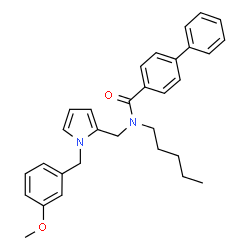 ChemSpider 2D Image | N-{[1-(3-Methoxybenzyl)-1H-pyrrol-2-yl]methyl}-N-pentyl-4-biphenylcarboxamide | C31H34N2O2