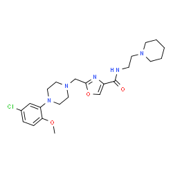 ChemSpider 2D Image | 2-{[4-(5-Chloro-2-methoxyphenyl)-1-piperazinyl]methyl}-N-[2-(1-piperidinyl)ethyl]-1,3-oxazole-4-carboxamide | C23H32ClN5O3