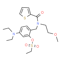 ChemSpider 2D Image | 5-(Diethylamino)-2-{[(2-methoxyethyl)(2-thienylcarbonyl)amino]methyl}phenyl ethanesulfonate | C21H30N2O5S2