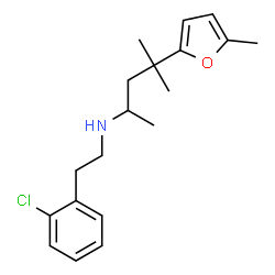 ChemSpider 2D Image | N-[2-(2-Chlorophenyl)ethyl]-4-methyl-4-(5-methyl-2-furyl)-2-pentanamine | C19H26ClNO