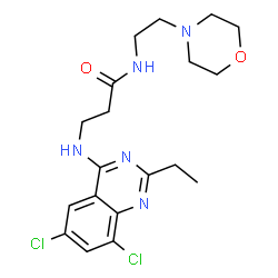 ChemSpider 2D Image | N~3~-(6,8-Dichloro-2-ethyl-4-quinazolinyl)-N-[2-(4-morpholinyl)ethyl]-beta-alaninamide | C19H25Cl2N5O2
