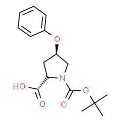 ChemSpider 2D Image | (4R)-1-{[(2-Methyl-2-propanyl)oxy]carbonyl}-4-phenoxy-D-proline | C16H21NO5