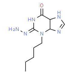 ChemSpider 2D Image | 2-Hydrazono-3-pentyl-3,4,5,7-tetrahydro-1H-purin-6(2H)-one | C10H18N6O