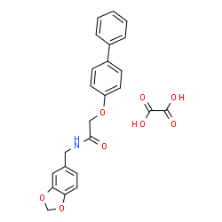 ChemSpider 2D Image | N-(1,3-Benzodioxol-5-ylmethyl)-2-(4-biphenylyloxy)acetamide ethanedioate (1:1) | C24H21NO8