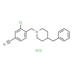 ChemSpider 2D Image | 4-[(4-Benzyl-1-piperidinyl)methyl]-3-chlorobenzonitrile hydrochloride (1:1) | C20H22Cl2N2