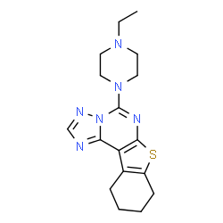 ChemSpider 2D Image | 5-(4-Ethyl-1-piperazinyl)-8,9,10,11-tetrahydro[1]benzothieno[3,2-e][1,2,4]triazolo[1,5-c]pyrimidine | C17H22N6S