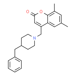 ChemSpider 2D Image | 4-[(4-Benzyl-1-piperidinyl)methyl]-6,8-dimethyl-2H-chromen-2-one | C24H27NO2
