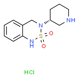 ChemSpider 2D Image | 3-[(3R)-3-Piperidinyl]-3,4-dihydro-1H-2,1,3-benzothiadiazine 2,2-dioxide hydrochloride (1:1) | C12H18ClN3O2S