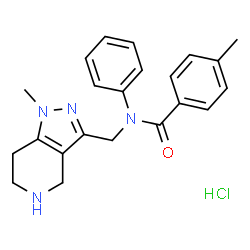 ChemSpider 2D Image | 4-methyl-N-({1-methyl-1H,4H,5H,6H,7H-pyrazolo[4,3-c]pyridin-3-yl}methyl)-N-phenylbenzamide hydrochloride | C22H25ClN4O