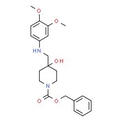 ChemSpider 2D Image | Benzyl 4-{[(3,4-dimethoxyphenyl)amino]methyl}-4-hydroxy-1-piperidinecarboxylate | C22H28N2O5