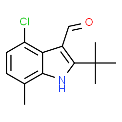 ChemSpider 2D Image | 2-(tert-butyl)-4-chloro-7-methyl-1H-indole-3-carbaldehyde | C14H16ClNO