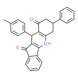 ChemSpider 2D Image | 10-(4-Methylphenyl)-7-phenyl-6,7,8,10-tetrahydro-5H-indeno[1,2-b]quinoline-9,11-dione | C29H23NO2
