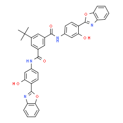 ChemSpider 2D Image | N,N'-Bis[4-(1,3-benzoxazol-2-yl)-3-hydroxyphenyl]-5-(2-methyl-2-propanyl)isophthalamide | C38H30N4O6