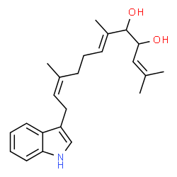 ChemSpider 2D Image | (6E,10Z)-12-(1H-Indol-3-yl)-2,6,10-trimethyl-2,6,10-dodecatriene-4,5-diol | C23H31NO2