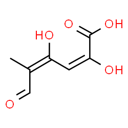 ChemSpider 2D Image | (2E,4E)-2,4-Dihydroxy-5-methyl-6-oxo-2,4-hexadienoic acid | C7H8O5