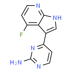 ChemSpider 2D Image | 4-(4-Fluoro-1H-pyrrolo[2,3-b]pyridin-3-yl)-2-pyrimidinamine | C11H8FN5