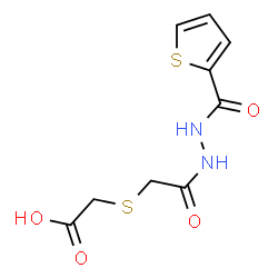 ChemSpider 2D Image | ({2-Oxo-2-[2-(2-thienylcarbonyl)hydrazino]ethyl}sulfanyl)acetic acid | C9H10N2O4S2