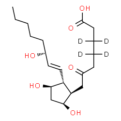 ChemSpider 2D Image | (9alpha,11alpha,13E,15R)-9,11,15-Trihydroxy-6-oxo(3,3,4,4-~2~H_4_)prost-13-en-1-oic acid | C20H30D4O6