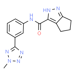 ChemSpider 2D Image | N-[3-(2-Methyl-2H-tetrazol-5-yl)phenyl]-2,4,5,6-tetrahydrocyclopenta[c]pyrazole-3-carboxamide | C15H15N7O
