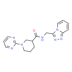 ChemSpider 2D Image | 1-(2-Pyrimidinyl)-N-([1,2,4]triazolo[4,3-a]pyridin-3-ylmethyl)-3-piperidinecarboxamide | C17H19N7O