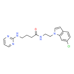 ChemSpider 2D Image | N-[2-(6-Chloro-1H-indol-1-yl)ethyl]-4-(2-pyrimidinylamino)butanamide | C18H20ClN5O