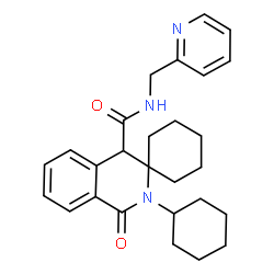 ChemSpider 2D Image | 2'-Cyclohexyl-1'-oxo-N-(2-pyridinylmethyl)-1',4'-dihydro-2'H-spiro[cyclohexane-1,3'-isoquinoline]-4'-carboxamide | C27H33N3O2