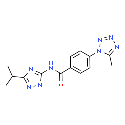 ChemSpider 2D Image | N-(3-Isopropyl-1H-1,2,4-triazol-5-yl)-4-(5-methyl-1H-tetrazol-1-yl)benzamide | C14H16N8O