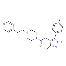 ChemSpider 2D Image | 2-[5-(4-Chlorophenyl)-3-methyl-1H-pyrazol-4-yl]-1-{4-[2-(4-pyridinyl)ethyl]-1-piperazinyl}ethanone | C23H26ClN5O