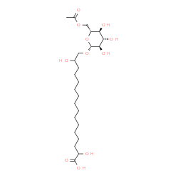 ChemSpider 2D Image | 16-[(6-O-Acetyl-beta-D-glucopyranosyl)oxy]-2,15-dihydroxyhexadecanoic acid | C24H44O11