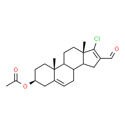 ChemSpider 2D Image | (3beta,8xi,9xi,14xi)-17-Chloro-16-formylandrosta-5,16-dien-3-yl acetate | C22H29ClO3