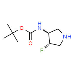 ChemSpider 2D Image | tert-butyl ((3R,4S)-4-fluoropyrrolidin-3-yl)carbamate | C9H17FN2O2