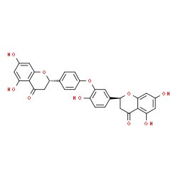 ChemSpider 2D Image | (2S)-2-(4-{5-[(2S)-5,7-Dihydroxy-4-oxo-3,4-dihydro-2H-chromen-2-yl]-2-hydroxyphenoxy}phenyl)-5,7-dihydroxy-2,3-dihydro-4H-chromen-4-one | C30H22O10