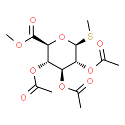 ChemSpider 2D Image | Dimethyl 2,3,4-tri-O-acetyl-1-thio-beta-D-glucopyranosiduronate | C14H20O9S