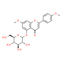 ChemSpider 2D Image | 7-Methoxy-2-(4-methoxyphenyl)-4-oxo-4H-chromen-5-yl D-glucopyranoside | C23H24O10