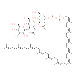 ChemSpider 2D Image | beta-D-Galactopyranosyl-(1->3)-2-acetamido-2-deoxy-alpha-D-galactopyranosyl-(1->3)-2-acetamido-2-deoxy-1-O-{[({[(2Z,6Z,10Z,14Z,18Z,22Z,26Z,30Z,34E,38E)-3,7,11,15,19,23,27,31,35,39,43-undecamethyl-2,6,
10,14,18,22,26,30,34,38,42-tetratetracontaundecaen-1-yl]oxy}phosphinato)oxy]phosphinato}-alpha-D-galactopyranose | C77H126N2O22P2