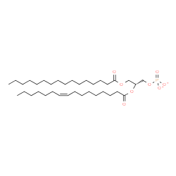 ChemSpider 2D Image | (2R)-2-[(9Z)-9-Hexadecenoyloxy]-3-(palmitoyloxy)propyl phosphate | C35H65O8P